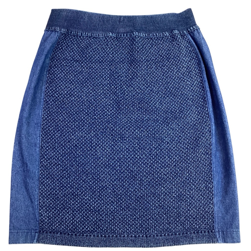 Blue Willis Denim Cotton Pencil Skirt Textured Made in Denmark